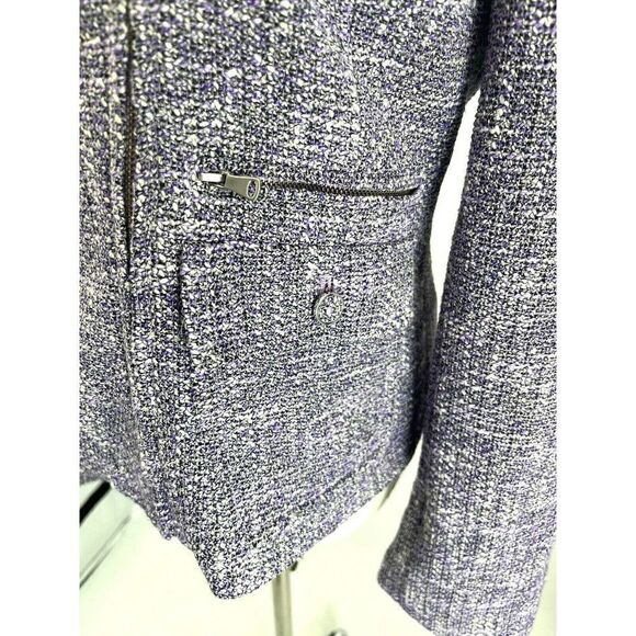 Talbots Womens Purple Tweed Moto Blazer Jacket Size 4 The Kate Zip NWT - Picture 7 of 12